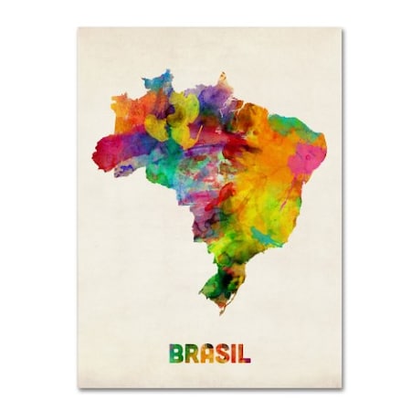 Michael Tompsett 'Brasil Watercolor Map' Canvas Art,18x24